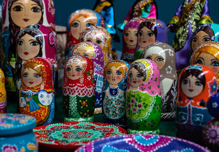 Kazan, Russia. May 19, 2022. Matryoshkas decorated with traditional Tatar ornaments.のeditorial素材