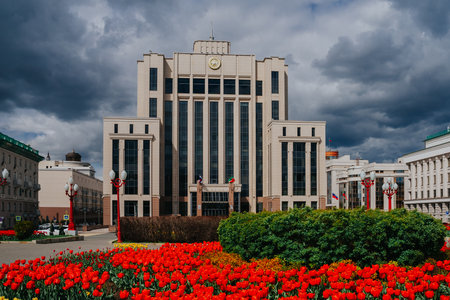 Kazan, Tatarstan, Russia. 2022, May 15. The building of the State Council of the Republic of Tatarstan and the Cabinet of Ministers of the Republic of Tatarstan.のeditorial素材