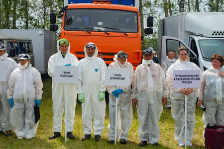 Rural disinfector. Exercise on the elimination of the consequences of avian influenza.のeditorial素材