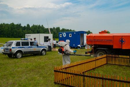 Rural disinfector. Exercise on the elimination of the consequences of avian influenza.のeditorial素材