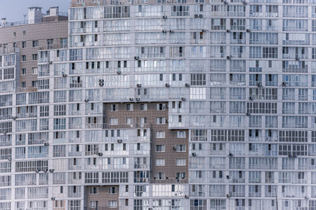 Windows and balconies of the residential building.の写真素材