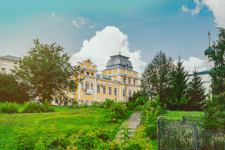 Center of Cheboksary, Chuvashia, Russia. Historical buildings among greenery. Summer cityscape.の写真素材