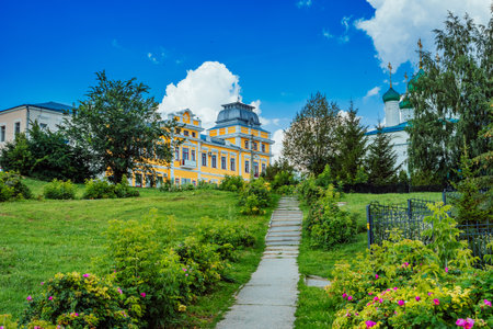 Center of Cheboksary, Chuvashia, Russia. Historical buildings among greenery. Summer cityscape.の写真素材