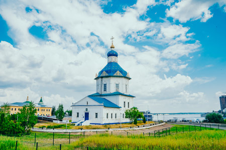 Church of the Assumption in Cheboksary, Chuvashia, Russia. Russian architecture of the XVIII centuryの写真素材