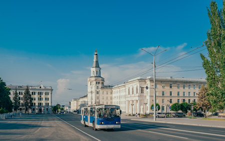 Republic Square in the center of the city. The building of the Chuvash State Agrarian University.のeditorial素材