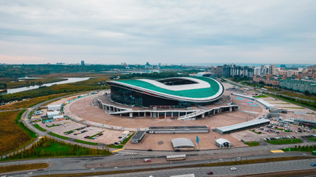 Kazan, Russia. October, 01, 2022. Aerial view of Ak Bars Arena or Kazan Arena. Location of the 2018 FIFA World Cup.のeditorial素材