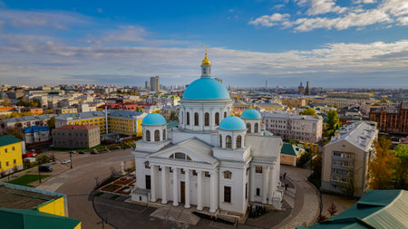 Cathedral of the Kazan Icon of the Mother of God. Kazan, Tatarstan. Russia. Territory of the Kazan Bogoroditsky Monasteryの写真素材