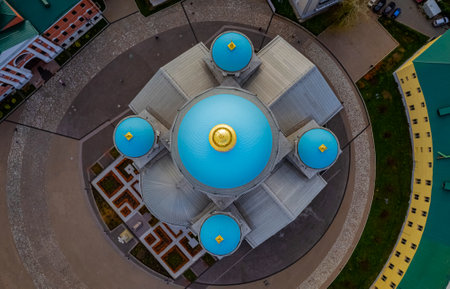 Blue domes of the Orthodox Church. Top view of the cathedral.の写真素材