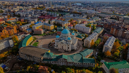 Cathedral of the Kazan Icon of the Mother of God. Kazan, Tatarstan. Russia. Territory of the Kazan Bogoroditsky Monasteryの写真素材