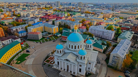 Cathedral of the Kazan Icon of the Mother of God. Kazan, Tatarstan. Russia. Territory of the Kazan Bogoroditsky Monasteryの写真素材