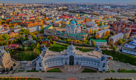 Kazan, Russia. Scenic view of Farmers Palace (Ministry of Environment and Agriculture).の写真素材