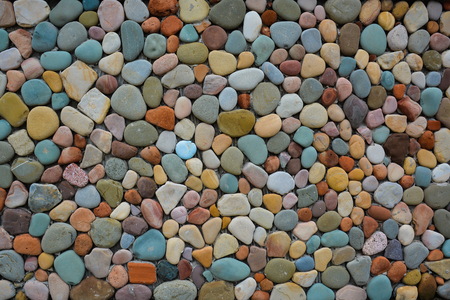 Wall house covered with colored stones.の写真素材