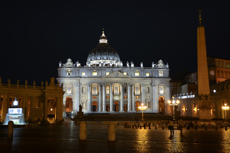 Evening view of St. Peter's Basilica in the Vatican.の写真素材