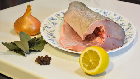 Fish for cooking and spices around.の写真素材