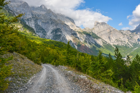 The main road in the mountain gorge.の写真素材