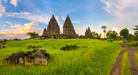 Mysterious temple complex of Prambanan, Java Island, Indonesia.の写真素材