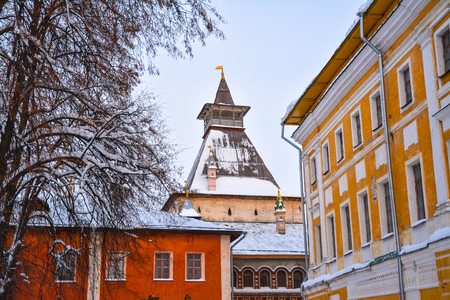 Water tower and ancient buildings in the Kremlin of Rostov Velikyのeditorial素材