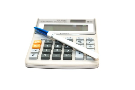 Calculator with penの写真素材