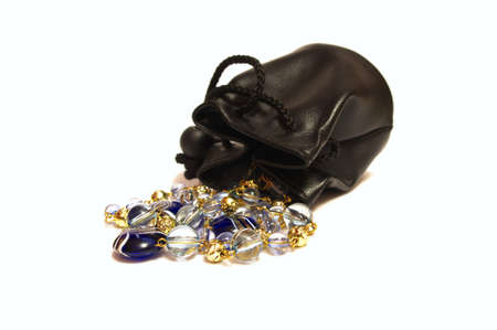 Leather purse with necklace  の写真素材