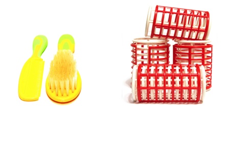 Curlers and combs  の写真素材