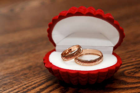 Wedding rings in red box