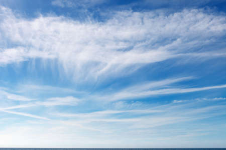 beautiful blue sky with white Cirrus clouds. Background imageの写真素材