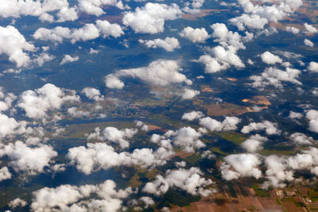Aerial photography of the earth from a height of 10 thousand meters. Clouds over the earth