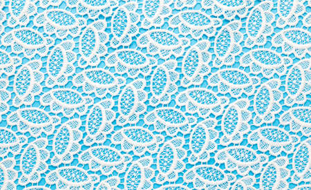 Beautiful white lace on light blue background
