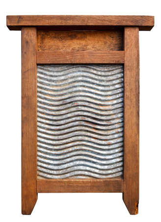 Very old washboard isolated on white background