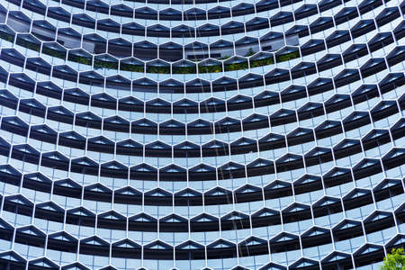 Singapore, Singapore-November 28, 2019: Futuristic facade of the Duo Tower on Beach Roadのeditorial素材