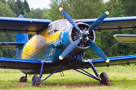 Propeller plane on the russian aerodromeの写真素材