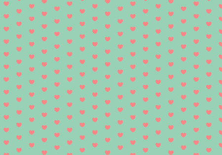 Living coral hearts on mint green background seamless pattern