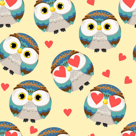 Owl Pattern Seamless Vector Illustrationのイラスト素材