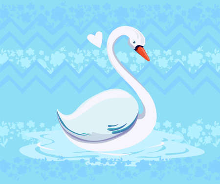 Swan vector illustration on a Blue background.のイラスト素材