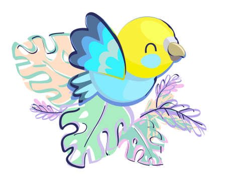 Cute Bird Vector Illustration. Textile Design Print for Newborn
