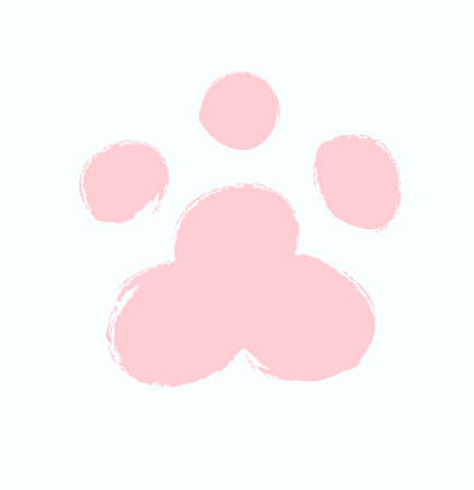 cat footprint vector illustration. Pink paw isolated on white background.のイラスト素材