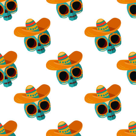 Day of the Dead pattern seamless Vector. Decor skull.のイラスト素材
