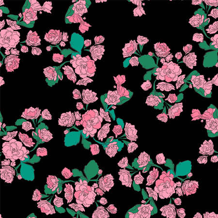 Kalanchoe flowers background print for textile. The drawn flowers beautiful illustration for the...