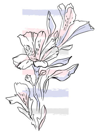 Hand Drawn Beautiful Decorative Flowers. Element for design. Vector,のイラスト素材
