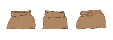 Canvas sack set vector. Sketch bag. Illustration.のイラスト素材