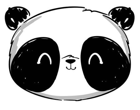 Hand drawn panda isolated on a white background. Sketch graphic illustration panda bear. stock image. Element for design.のイラスト素材