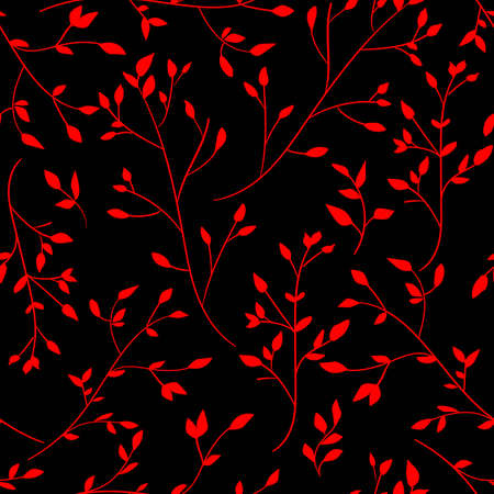 The drawn branches with leaves. Design pattern seamless. Beautiful print with leaves for textileのイラスト素材
