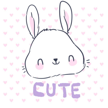 Hand Drawn Cute Bunny, print design rabbit, children print on t-shirt. vectorのイラスト素材