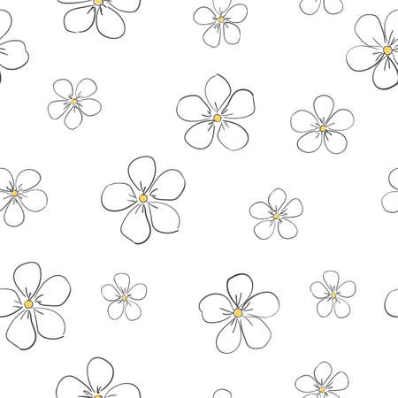 Seamless pattern sketch chamomile flowers design print background for textile and fabric ornament vector illustrationのイラスト素材
