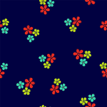 Seamless pattern hand drawn beautiful flowers design print background for textile and fabric ornament vector illustrationのイラスト素材