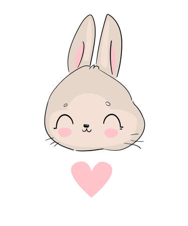 Hand Drawn Rabbit. Cute Bunny, Rabbit cute illustration. Print for childrens t-shirts. Vector illustrationのイラスト素材