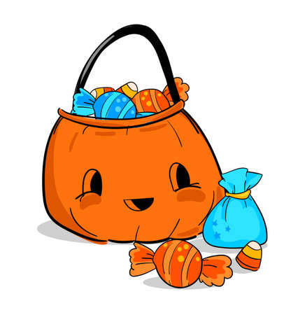 Pumpkin with sweets candy design element for the holiday halloween vector illustrationのイラスト素材