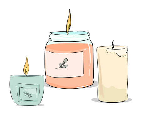 Stylish candleas set isolated on white backgroundのイラスト素材