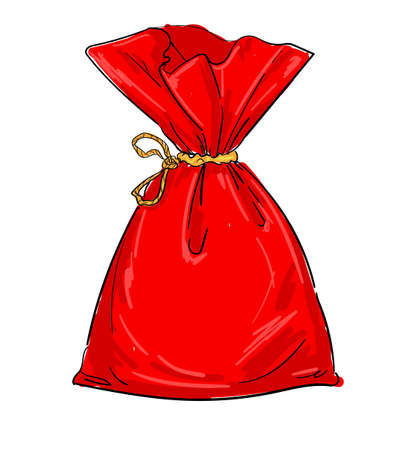 Canvas sack vector canvas bag christmas santa claus red bagのイラスト素材