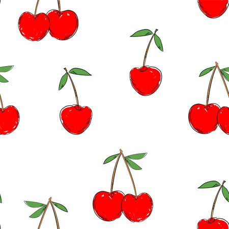 Cherry pattern seamless vector illustration trend background design for fabric textile